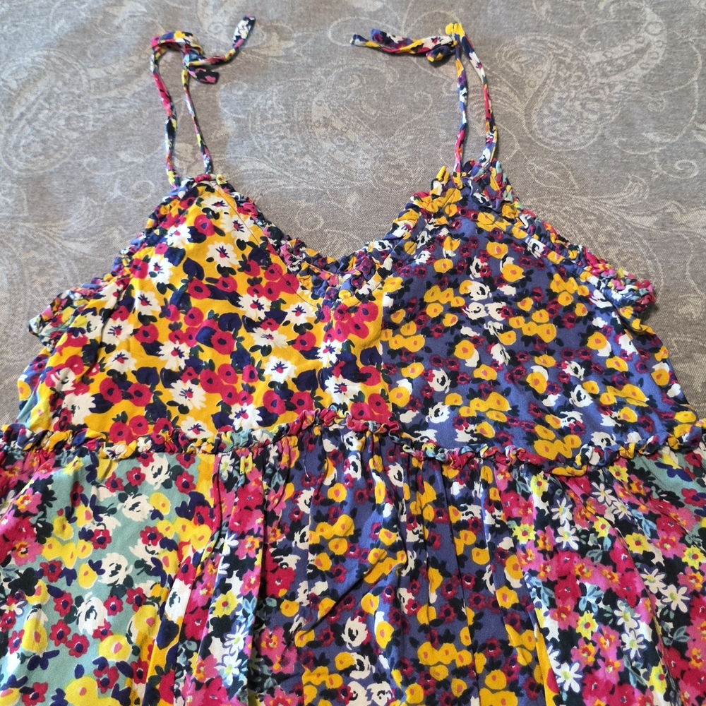 Patrons Of Peace Floral Multicolour Mini Shift Dress With Ties (Size S) - Picture 2 of 7